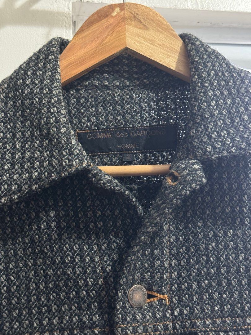 Comme Des Garcons Homme Textured Wool Trucker Jacket 1997 Men s Fashion Coats Jackets and Outerwear on Carousell