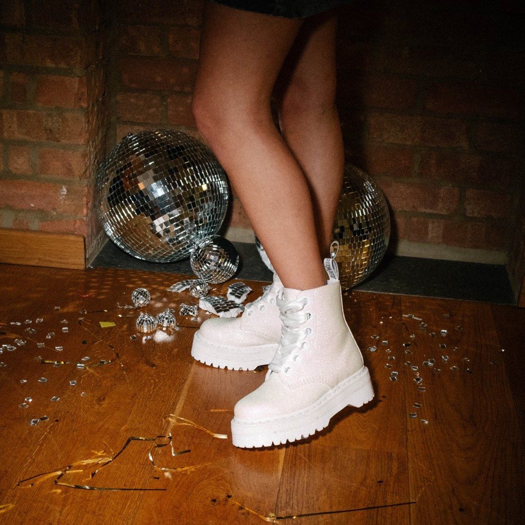 Dr Martens Molly glitter boots WHITE