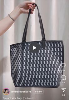 Gray Black Patterned Leather Tote Bag