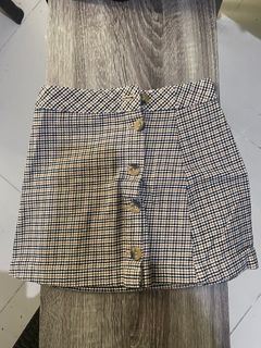 H&M Brown Plaid Patterned Mini Skirt