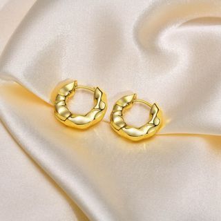 Irregular Zircon Hoop Earring for Gold Color Women Copper Birthday Wedding Party Jewelry Gift