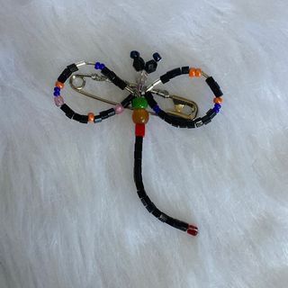 Japan Multicolor Vintage Beads Butterfly Brooch