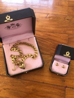 Juicy Couture Heart Pendant Necklace and Stud Earrings