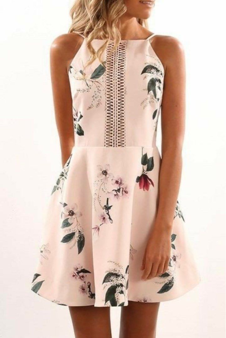 Keepsake Pink Floral backless Dress