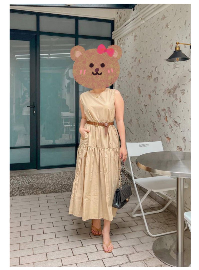 Layered Shift Dress In Khaki Women s Fashion Dresses Sets Dresses on Carousell