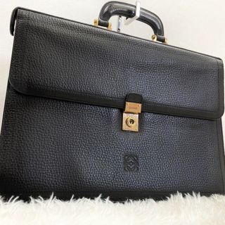 Loewe Business Bag Briefcase Anagram Leather A4 Storage Black