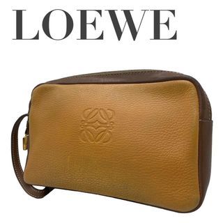 LOEWE clutch bag anagram second bag leather brown