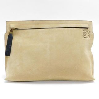 LOEWE Clutch Bag Pouch Suede Beige Made in Spain