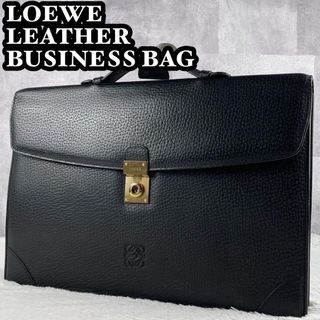 Loewe Leather Business Bag Anagram Lock Flap Black