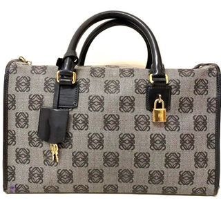 Loewe Repeat Anagram Boston Handbag Tote with Key PVC Leather