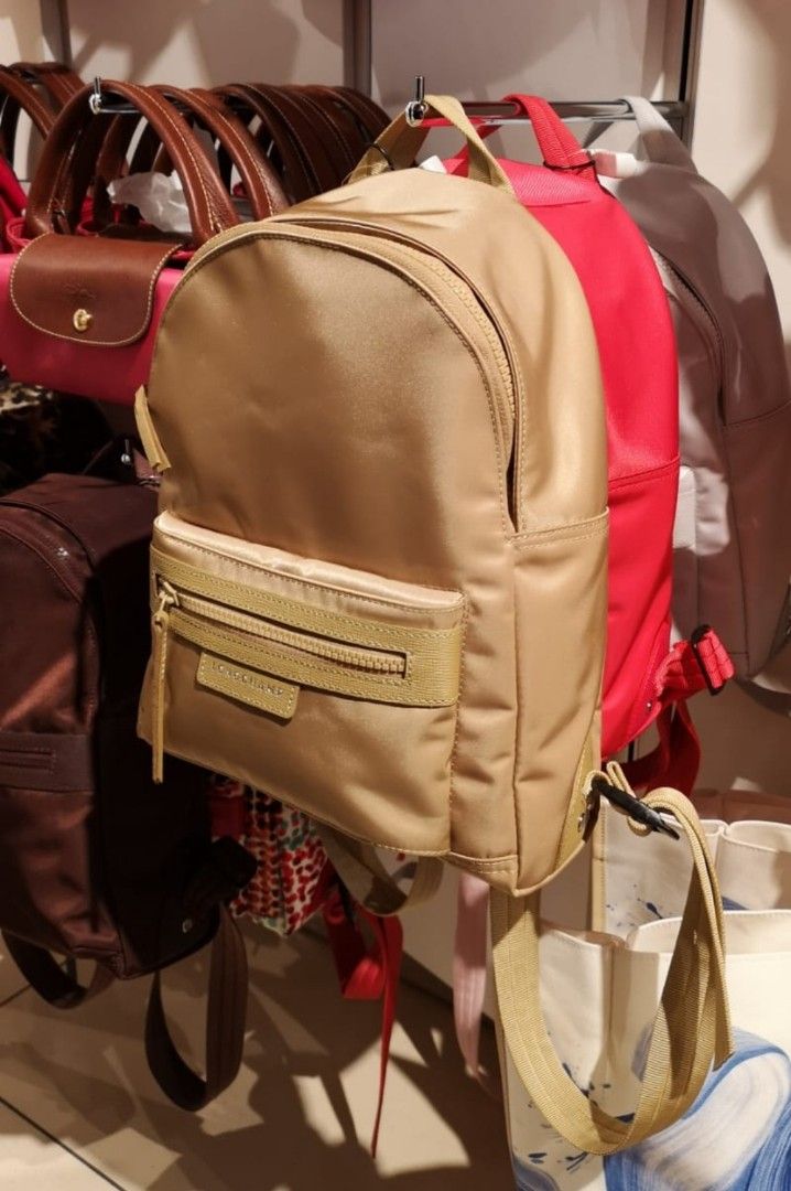Authentic Longchamp Gold Le Pliage Neo Medium Backpack Women s Fashion Bags Wallets Backpacks on Carousell