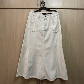 Lovito White Denim Maxi Skirt