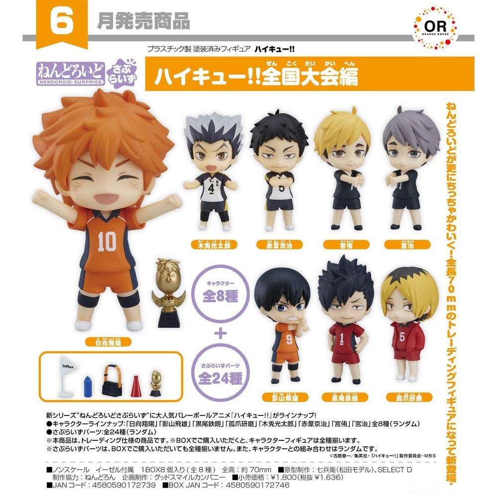 Nendoroid Surprise Haikyu!! Nationals Arc [Split] (Category: Designer & Blind Box Toys) located in Valenzuela. Submitted by littlechopletsph (Listing ID 1300831299, Image 1). Description: P950 EACH: Shoyo Hinata Tobio Kageyama Tetsuro Kuroo Kenma Kozume Kotaro Bokuto Keiji Akaashi Atsumu Miya Osamu Miya * Surprise items are random. Size estimate: 7cm MOP: Gcash/Bank transfer MOD: GGX/SDD.