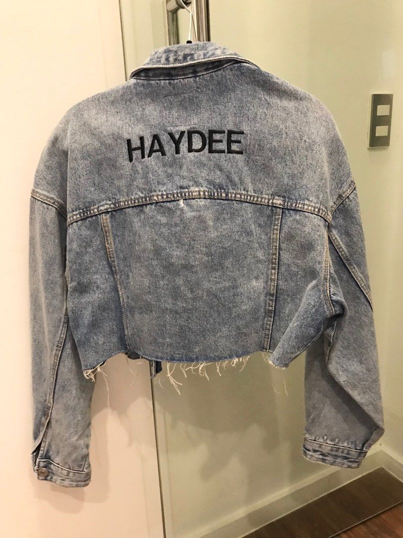 NEW Authentic ZARA EDITED LIMITED Edition Customized Personalized Cropped Denim Jacket with Name Embroidery HAYDEE
