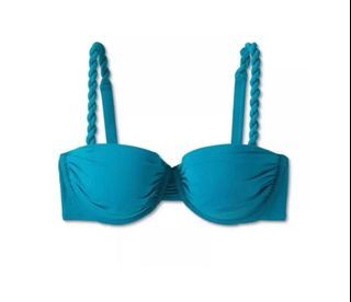 NWT Shade & Shore Women's Bikini Top Teal Blue Light Lift Shirred Underwire  | Swimwear