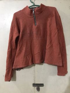 Orange half zip sweater/longsleeves cute top