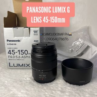 Panasonic Lumix G Vario 45-150mm f/4-5.6 ASPH. MEGA O.I.S. Lens with box & hood