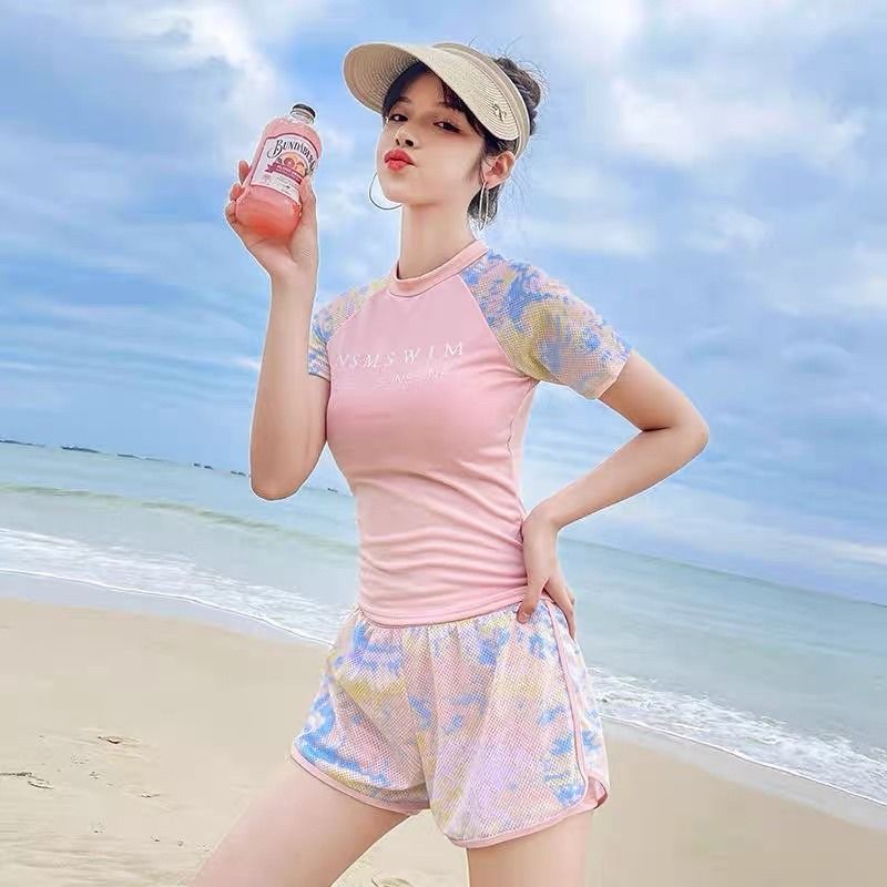 Pastel Color Cute Swimsuit for women short sleeves and long sleeves swimwear beachwear Ready stock SB1114 Women s Fashion Swimwear Rash Guard on Carousell