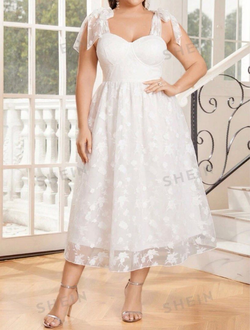 White graduation dress plus size best sale