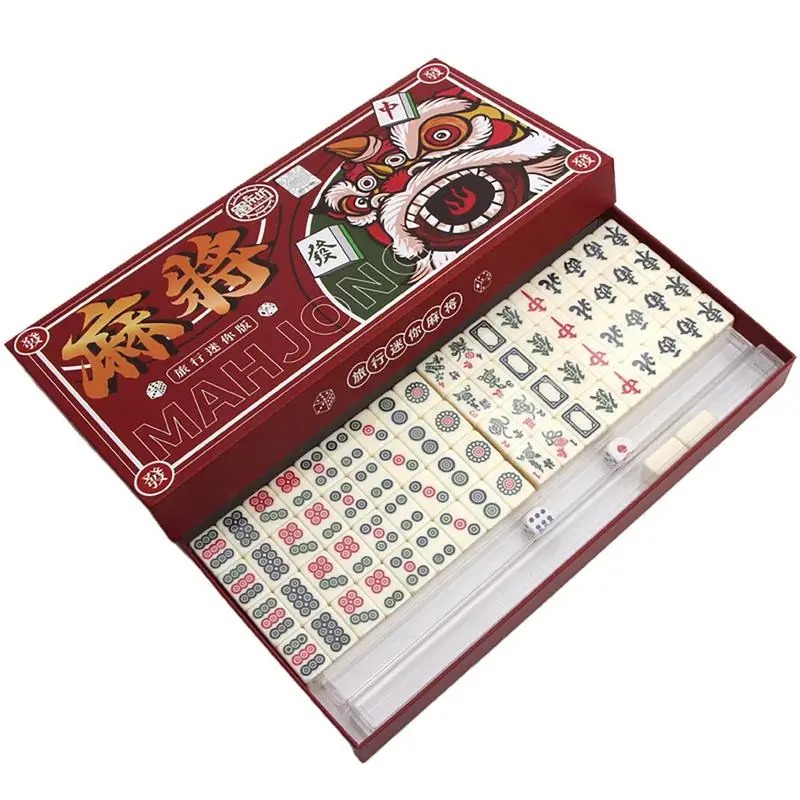 Portable Mini Mahjong Game Set with 144 Tiles Traditional Chinese Home ...