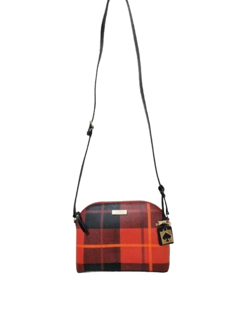 PRELOVED KATE SPADE Hanna Brightwater Drive Woodland Plaid Red Mini Sling Bag Tas