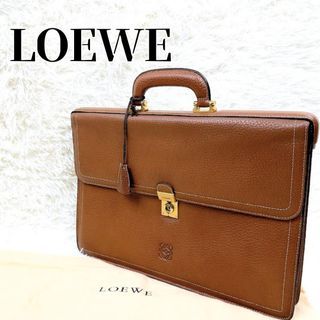 Rare LOEWE Business Bag with Key Anagram Camel Leather
