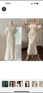 RENT OR SALE- detachable Fur thick silky-white dress/gown