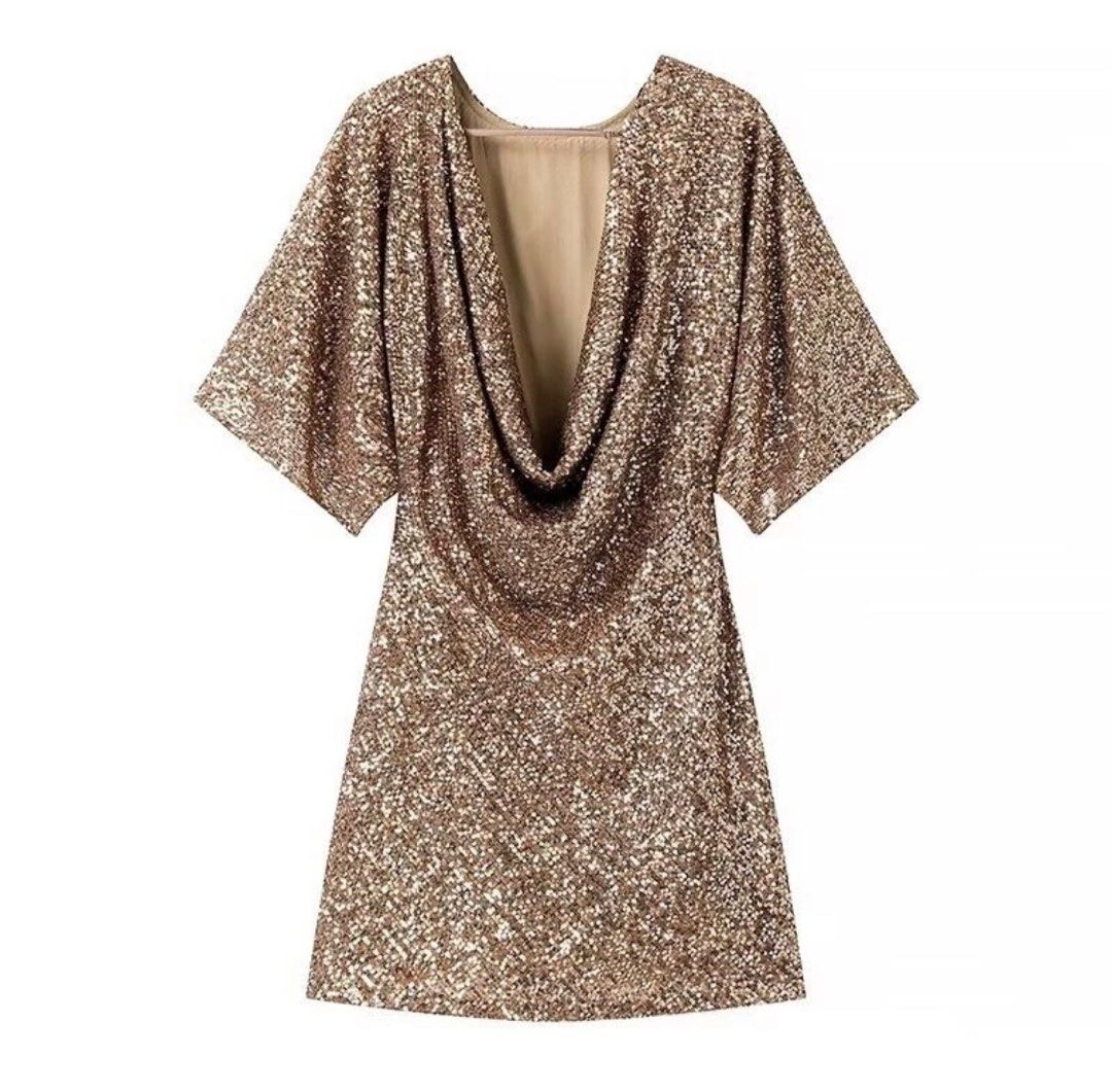 Rose gold sequin mini dress Women s Fashion Dresses Sets Dresses on Carousell