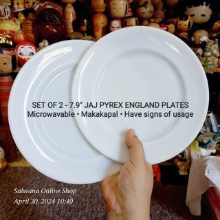 SALE‼️ SET OF 2 • 7.9" JAJ PYREX ENGLAND  MICROWAVABLE PLATES • Japan Surplus
