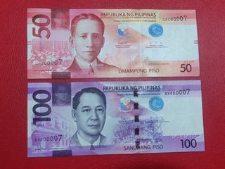 Serial # 7 50 and 100 Piso NGC Banknotes