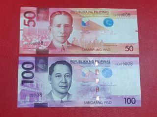 Serial # 8 50 and 100 Piso NGC Banknotes