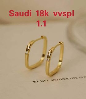 Square Hoop Earrings with Russian Stone in 18Karat Saudi Gold