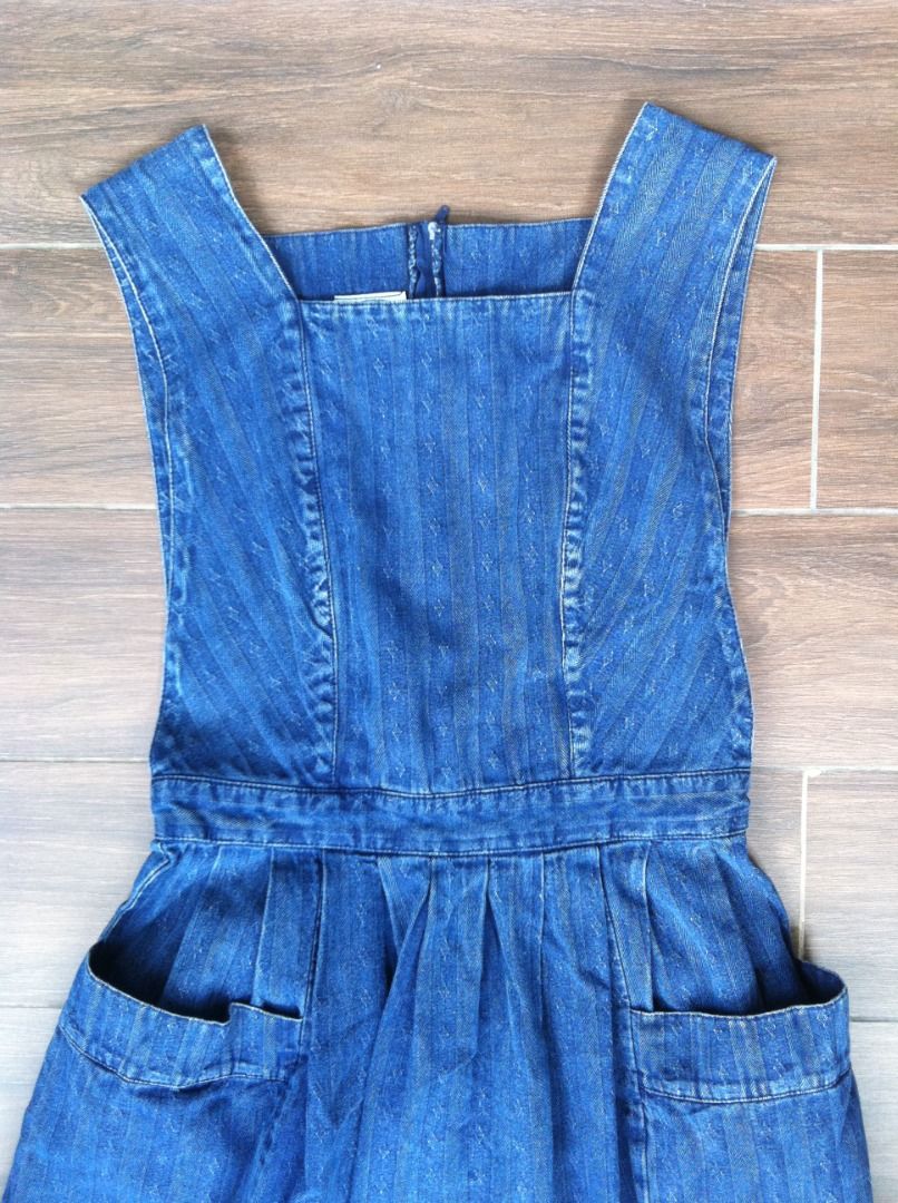 Vintage Laura Ashley Blue Cotton Pinafore Dress Size M UK 10 Women s Fashion Dresses Sets Jumpsuits on Carousell