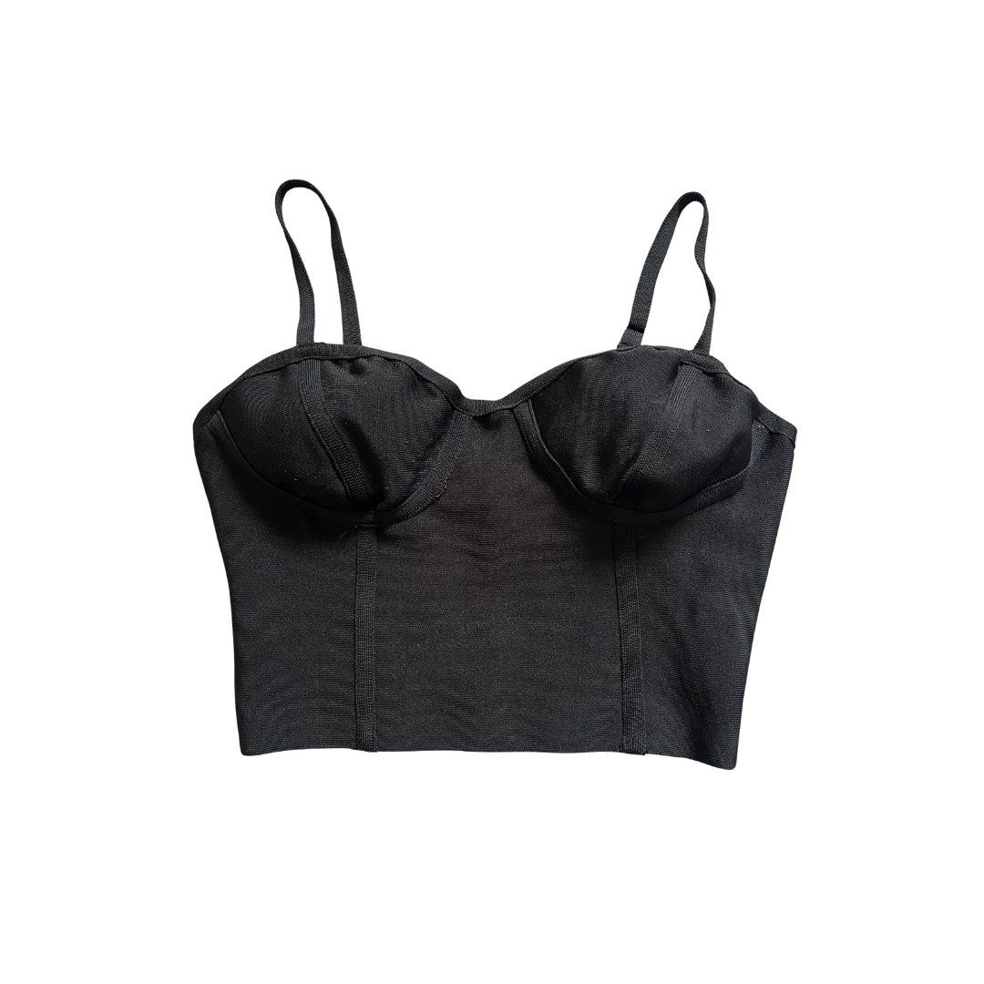 Y2K Black bustier corset croptop (Category: Sleeveless) located in Imus. Submitted by feedworthyph (Listing ID 1300864139, Image 2). Description: S-M / 32a Bust P.S. Bottoms, shoes and accessories not included Payment first via gcash.