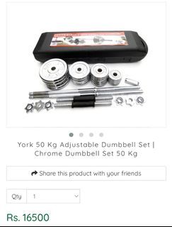 York 50kg adjustable dumbell set