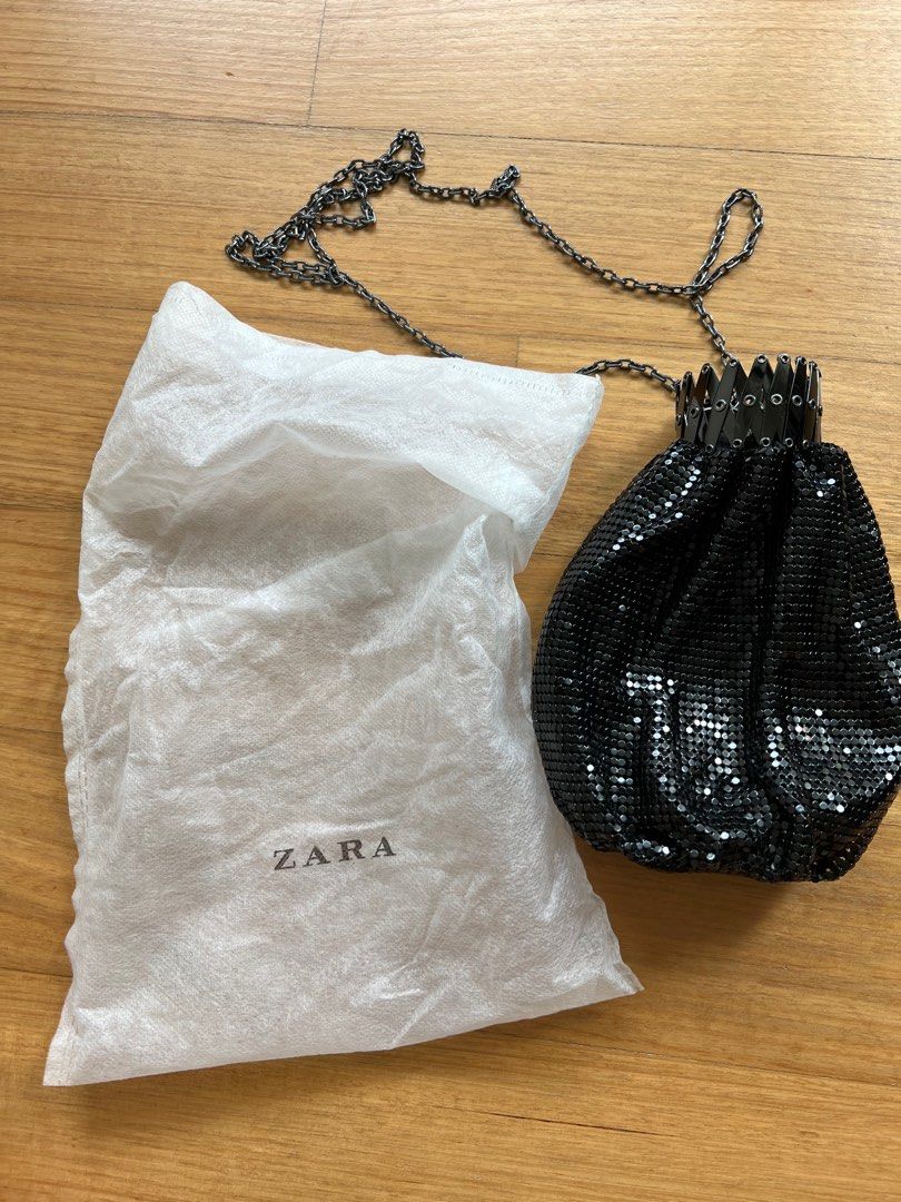Zara Black Chainmail Pouch Purse Sling