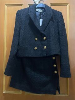 Zara Black Tweed Blazer and Skirt Set