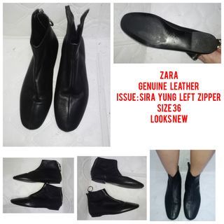 Zara Genuine Leather Black Boots