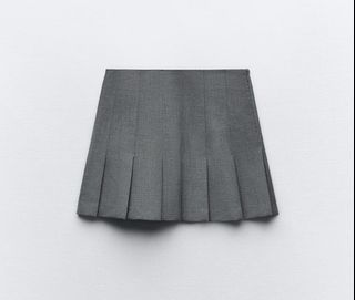 Zara Gray Box Pleat Skirt Grey