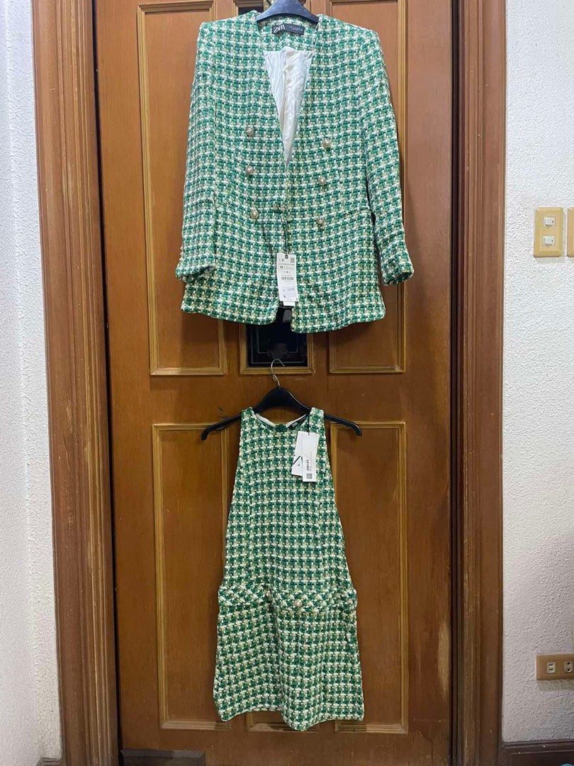 zara green tweed dress Zara green tweed dress XS (0-2) New