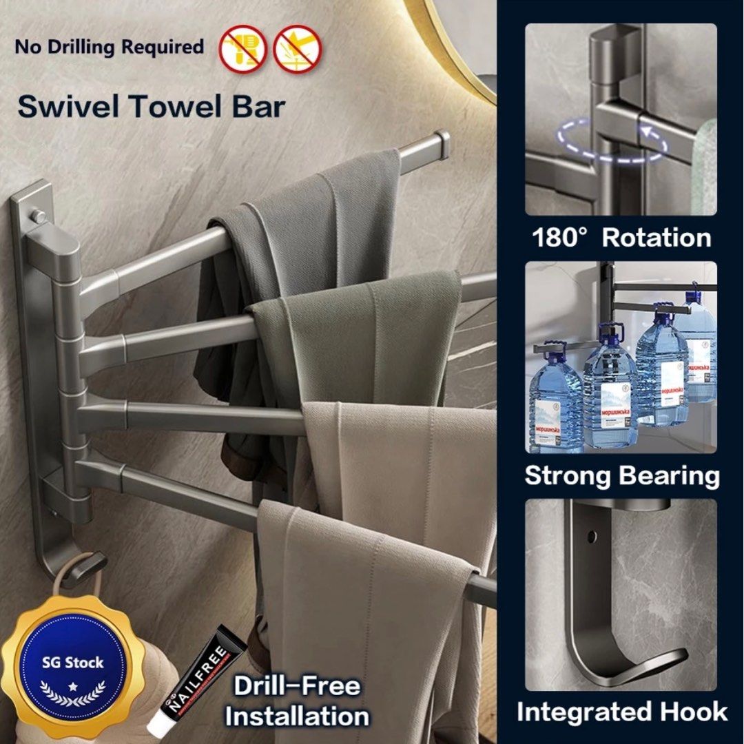 No drilling required towel bar best sale