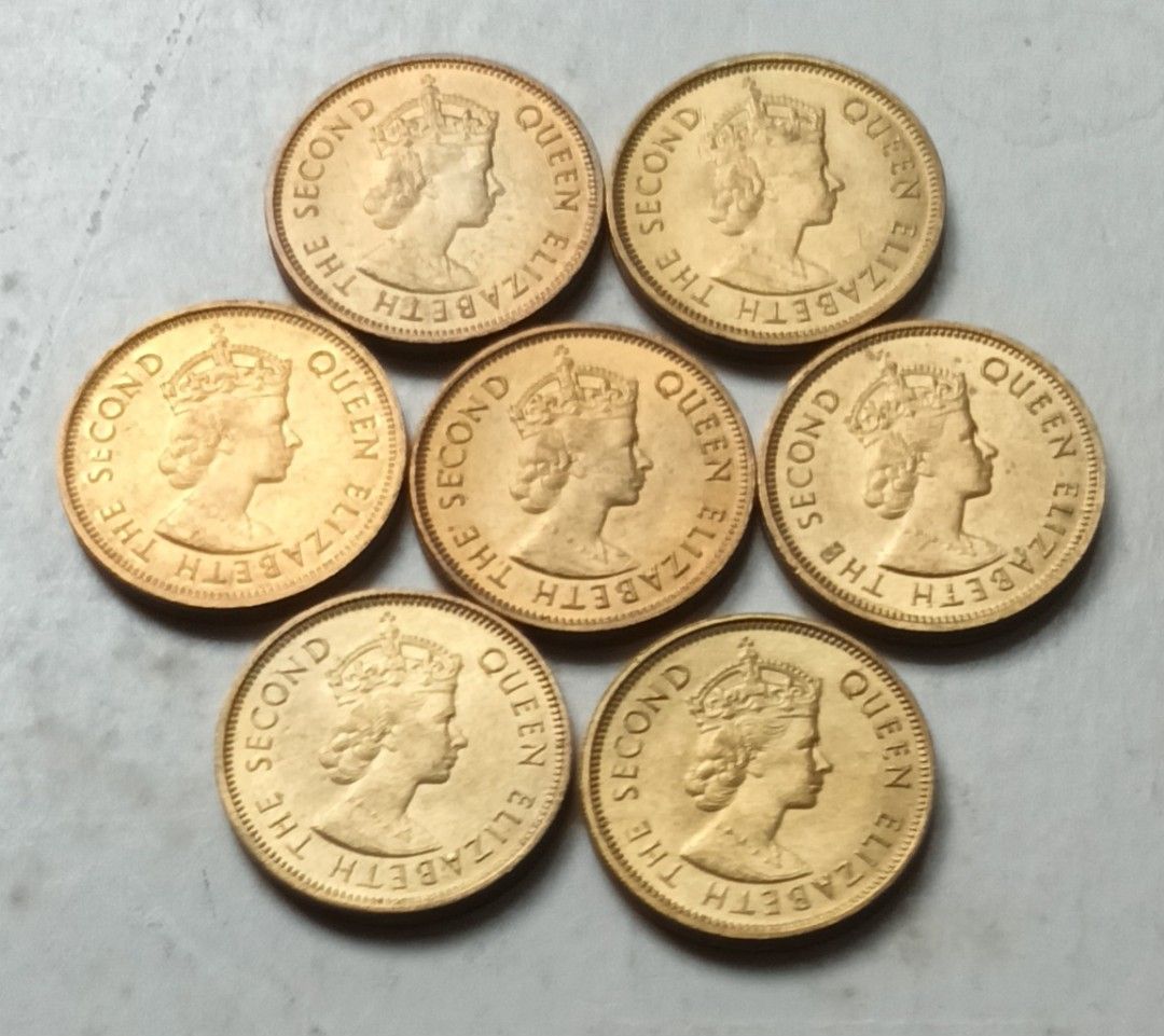 香港1963年1毫硬幣共7枚，幾乎全新, 興趣及遊戲, 收藏品及紀念品, 錢幣- Carousell