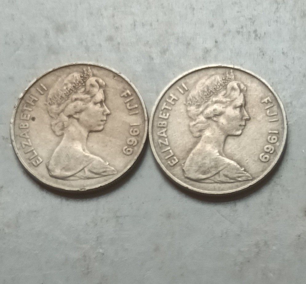 斐濟1969年10仙硬幣2枚（品相實物如圖）, 興趣及遊戲, 收藏品及紀念品, 錢幣- Carousell