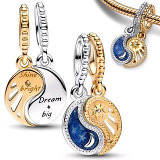 2 in 1 Pandora Silver and Gold Yinyang charm pendant in silver