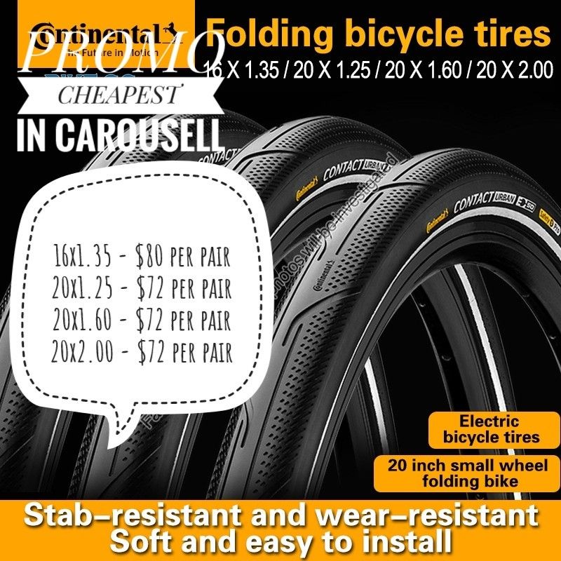 Contact Urban 349 406 16x1.35 20x1.25 1.60 Continental PureGrip Compound E bike ready tyre for Brompton 16 inch 20 inch bike
