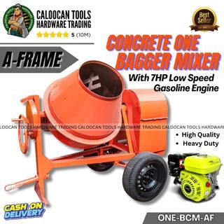 A Type Concrete One Bagger Mixer Concrete Mixer / Cement Mixer HEAVY DUTY (Unit Only I Set with 7.5HP Low Speed Gasoline Engine) (ONE-BCM-AF) (LIGHTHOUSE)