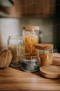 Acacia Wood PRESS Lid Borosilicate Glass Jars for Storage