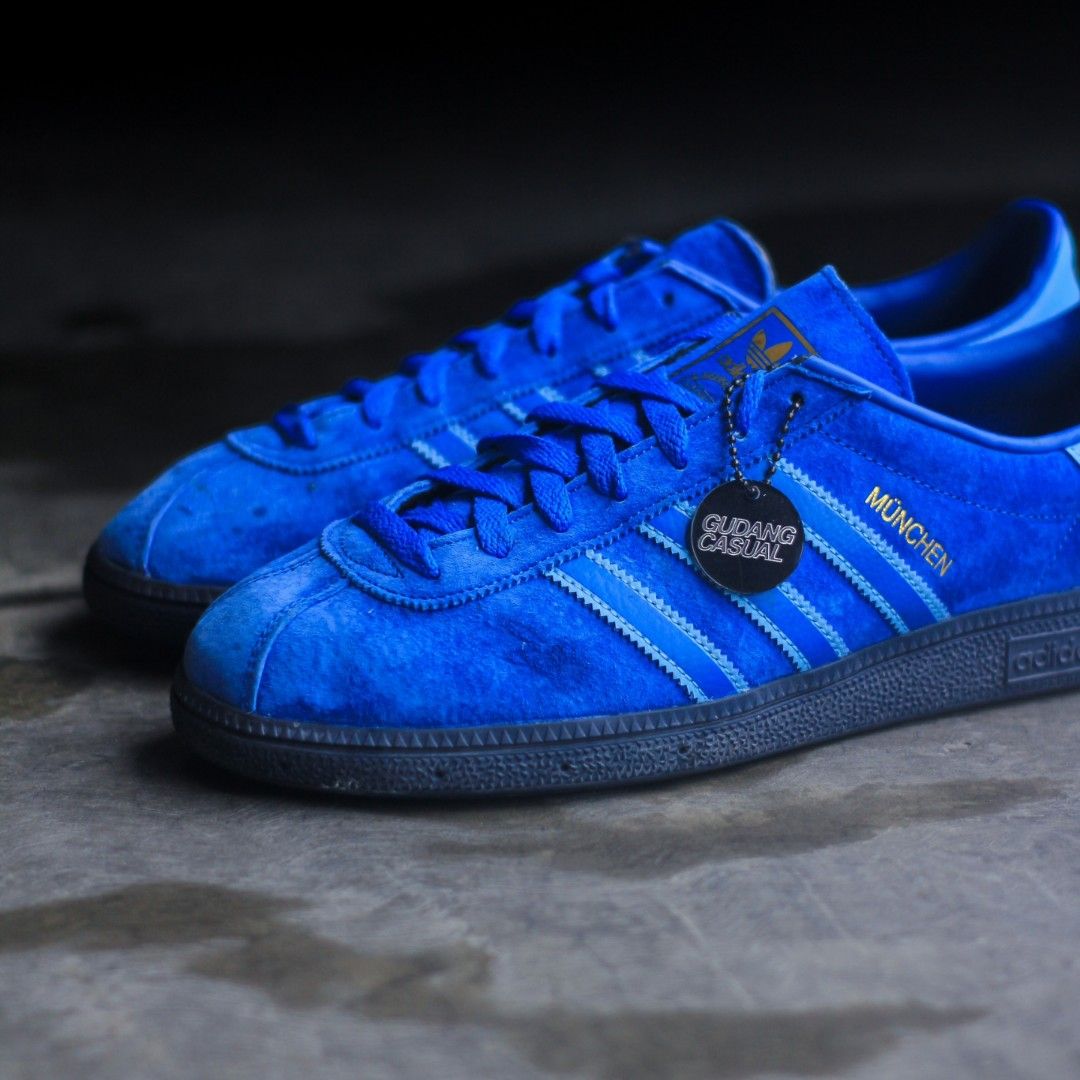 Adidas Munchen Blue Paradise, Fesyen Pria, Sepatu Sneakers di