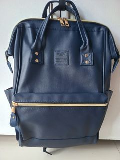 ANELLO LEATHER BACKPACK - NAVY