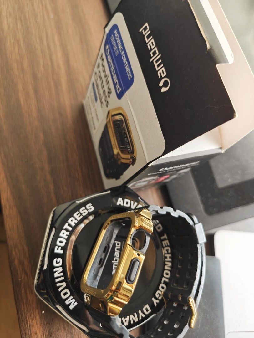 Apple Watch case for Series 7 8 9 45mm (Category: Wearables & Smart Watches) located in Valenzuela. Submitted by Bitbyjay (Listing ID 1296607252, Image 2). Description: Moving fortress Gold Edition For Apple Watch series 7 8 9 45mm.